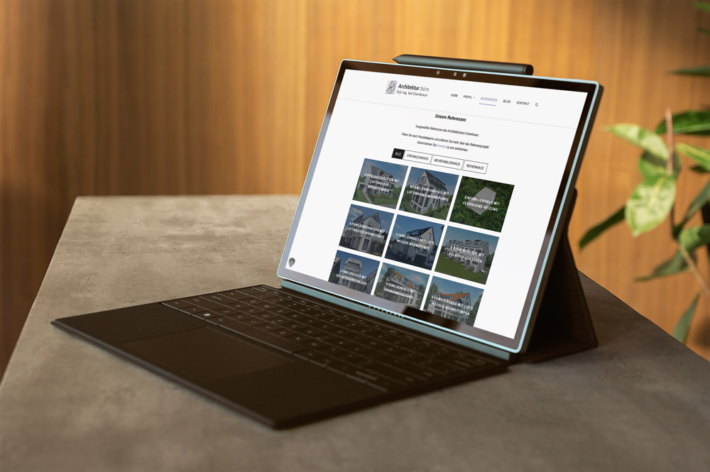 Webseite mit Referenzen des Architekturbüro Eisenbraun
