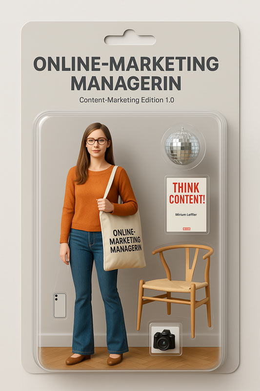 Mit ChatGPT erstellte Actionfigur der Online Marketing Managerin Vera Eisenbraun